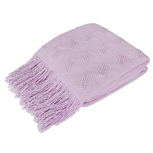 PAVILIA Lavender Purple Knit Throw Blanket, Soft Knitted Farmhouse, 60x80 | Twin Bed, Lightweight Decorative Summer Fall Throw, Outdoor Textured Boho Blanket, For Couch Sofa Chair Living Room Bedroom - color: Lavender Purple, size: 60 X 80 Inches - Twin