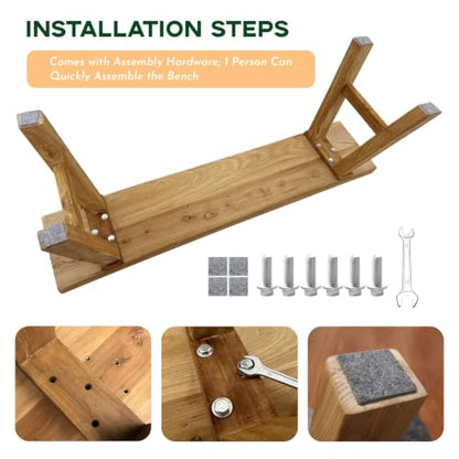 Narrow Entryway Bench Farmhouse Wood End of Bed Bench 20" 32" 39" 47" 55" 63" 71" 79" Sturdy Stable Skinny Long Benchs for Bedroom Hallway Dining Room Porch Easy to Assemble Natural Finish(79") - size: 79"
