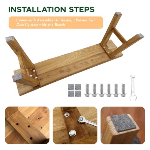 Narrow Entryway Bench Farmhouse Wood End of Bed Bench 20" 32" 39" 47" 55" 63" 71" 79" Sturdy Stable Skinny Long Benchs for Bedroom Hallway Dining Room Porch Easy to Assemble Natural Finish(63") - size: 63"