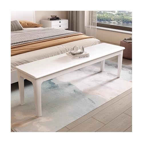 Narrow Noodle Bench Entryway Wood Bench Farmhouse Dining Table Bench Wooden Bench with Armless Design End of Bed Bench for Bedroom Dining Room Living Room Hallway(White,L-120cm/47.2in) - color: White, size: L-120cm/47.2in