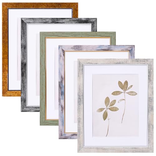 Fixwal 8x10 Picture Frame Set of 5 with Tempered Glass, Multicolor | Premium PS Product, Farmhouse-Style, Durability And Longevity, Wall or Tabletop Decor - color: A-Multicolor, size: 8x10