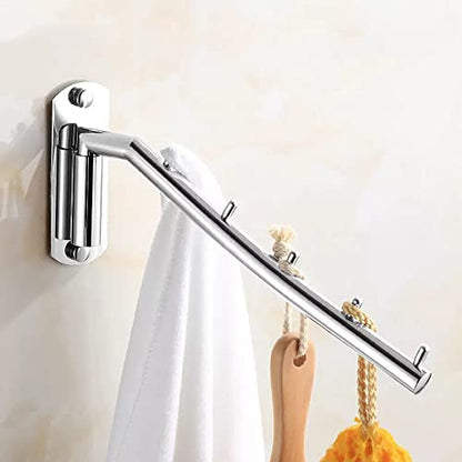 Wall Mounted Wall Folding Clothes Hanger Rack, Detachable Sturdy Swing Arm Coat Hanger Stainless Steel Clothes Hook, Laundry Room Space Saving Clothing Hanging System Heavy Bathrooms Rack Towel Hanger - color: Black, size: Black-Hooks