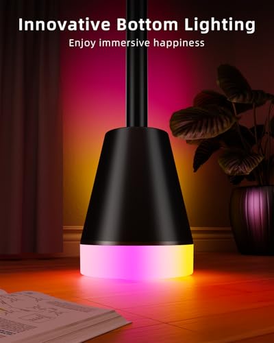 Keepsmile Smart RGB LED Corner Floor Lamp,172 LEDs Bright Standing Lamps for Living Room with APP and Remote,Modern Floor Lamp with Music Sync and 16 Million Colors, Ambient Lighting for Bedroom - color: Black