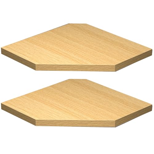 Corner Shelf Wall Mount, Floating Corner Shelves, Set of 2 Corner Wall Shelf Organizer, Rustic Wood Wall Storage Display Shelves for Living Room Bedroom Bathroom Kitchen, Rustic Brown, Oak - color: Oak, size: 10.5" x 10.5", Set of 2