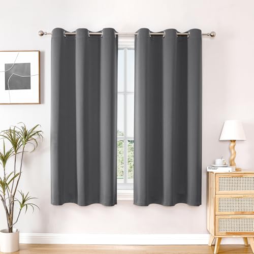 ChrisDowa Blackout Curtains for Bedroom and Living Room 40 Inches Long | 2 Panels Set, Thermal Insulated, Light Blocking, Room Darkening, Grommet, Window Treatment Drapes, Grey, 29 x 40 Inch - color: Grey, size: 29"W x 40"L (Pack of 2)