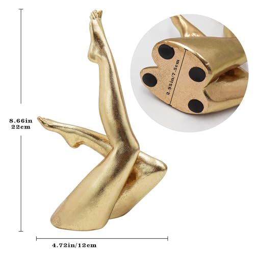 Gold Legs Statue, Resin Abstract Art Legs Ornament, Yoga Woman Decor Sculpture, Modern Aesthetic Figurine Decoration, Suitable for Home Living Room Bedroom Office Shelf Table Desk Bookshelf Decor