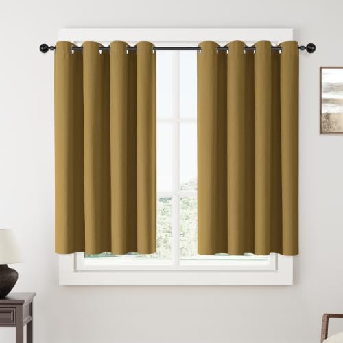 ChrisDowa Golden Brown Blackout Curtains 45 Inches Long 2 Panels for Bedroom - color: Gold Brown, size: 52"W x 45"L (Pack of 2)