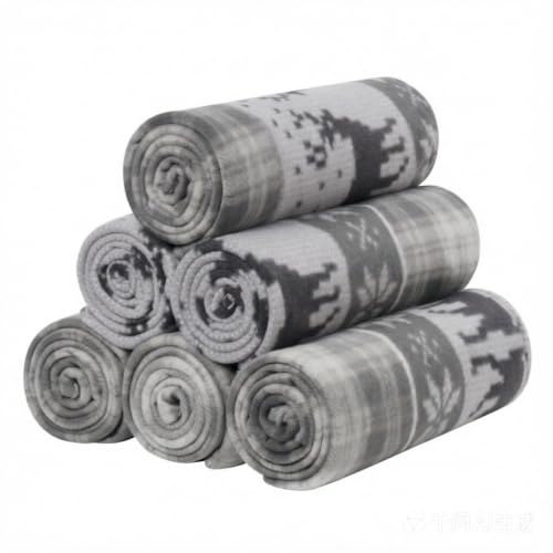 CAI TENG Fleece Blanket 6 Pack 50 X 60 Inch Christmas Blankets Throw Grey | Brarthable Lightweight Blankets Bulk Printed Soft Small Christmas Decoration Home Printed Blankets - color: Christmas Grey