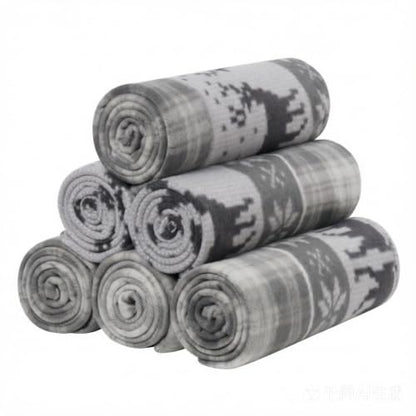 CAI TENG Fleece Blanket 6 Pack 50 X 60 Inch Christmas Blankets Throw Grey | Brarthable Lightweight Blankets Bulk Printed Soft Small Christmas Decoration Home Printed Blankets - color: Christmas Grey