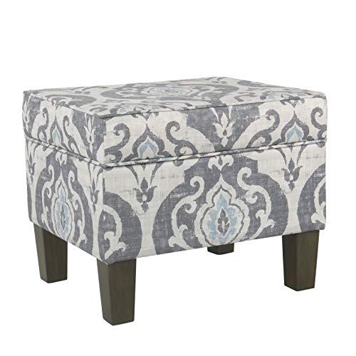 HomePop 22" Modern Rectangular Storage Ottoman - Suri Blue - color: Blue Slate
