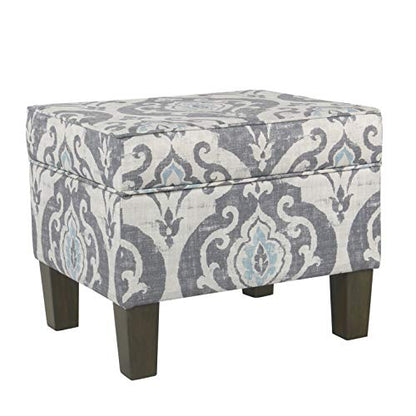 HomePop 22" Modern Rectangular Storage Ottoman - Suri Blue - color: Blue Slate