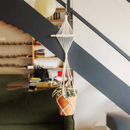 4 Pack Macrame Plant Hangers Indoor Up to 10 inch Pot, Boho Hanging Planters, Plant Holder with 8Pcs Stainless Steel Hooks - color: 4pcs White Hanger