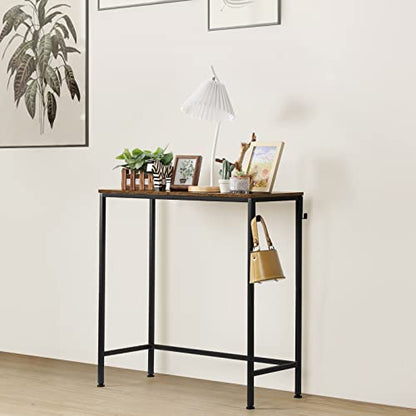 NOVIMANGO Narrow Entryway Console Table, for Hallway, Rustic Brown | Thin Sofa Table for Small Spaces, 31.5" Small Entryway Table, for Bedroom, Living Room, Multifunctional Accent Table - color: Brown