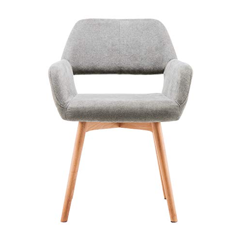 Desk Chair No Wheels Comfy Accent Chair for Living Dining Room Bedroom Vanity Chair Makeup Chair Home Office Mid Century Modern Upholstered Armchair Sofa (Gray, 1) - color: Grey