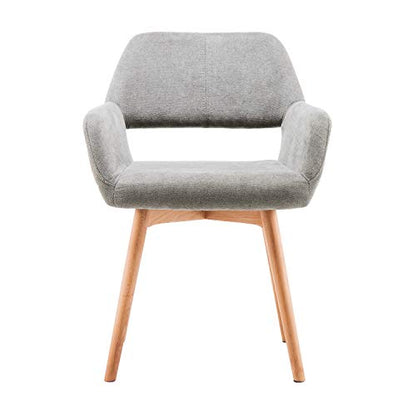 Desk Chair No Wheels Comfy Accent Chair for Living Dining Room Bedroom Vanity Chair Makeup Chair Home Office Mid Century Modern Upholstered Armchair Sofa (Gray, 1) - color: Grey