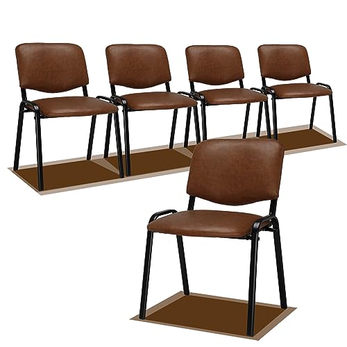 VINGLI 5-Pack Waiting Room Chairs, Stackable Chair for Office, Pu-Rustic | Stacking Chairs, Armless Church Chairs, Space-saving, Guest & Reception, Office Lobby, Business Hall - color: Pu-rustic, size: 5-pack