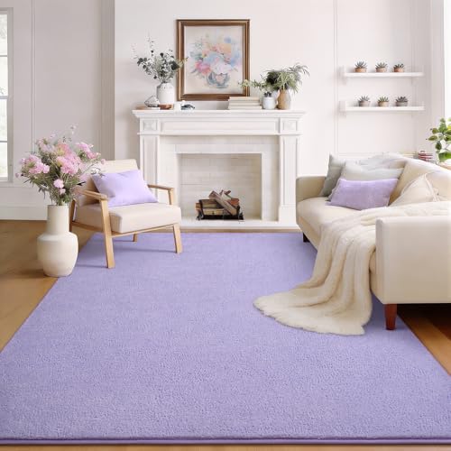 BENRON Soft Rug for Living Room 4x6 Light Purple, Area Rug for Bedroom Dorm | Minimalist, Low Pile Washabler Rug for Dining Table Kids boys Room Non Slip - color: Purple, size: 4' x 6' (Rectangular)