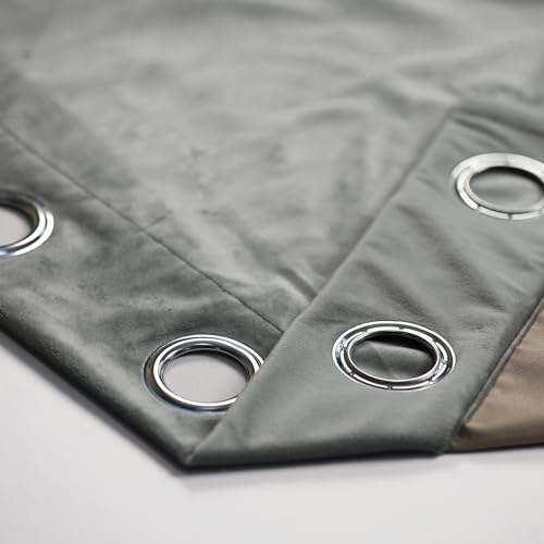 INLINAS 52W x 96L Inch Velvet Blackout Curtain - Luxurious Softness with Light Control, Thermal Insulated, Noise Reduction, Energy Saving Set of 2 Panels, Grey - color: Grey, size: 52"W x 96"L (Pack of 2)