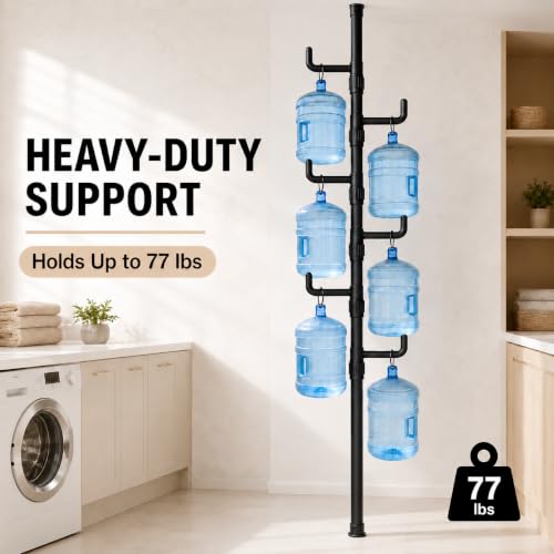 Floor to Ceiling Clothes Drying Rack, Adjustable Tension Pole Laundry Rack for Balcony. Vertical Coat Hanger Stand for Bathroom Bedroom, No Drilling Easy Install Space Saving (Black) - color: Black