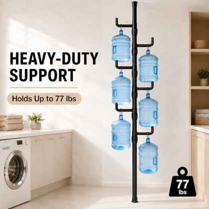 Floor to Ceiling Clothes Drying Rack, Adjustable Tension Pole Laundry Rack for Balcony. Vertical Coat Hanger Stand for Bathroom Bedroom, No Drilling Easy Install Space Saving (Black) - color: Black