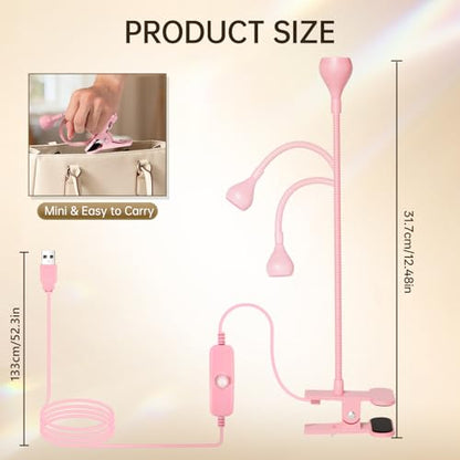 AORAEM LED Nail Lamps Flexible Gooseneck Lamp Gel Polish Curing Light Pink | Quicky Dry Nail Manicure Dryer Plug Play Portable Flash Cure Light for Gel Nails Home DIY Professionals - color: Pink