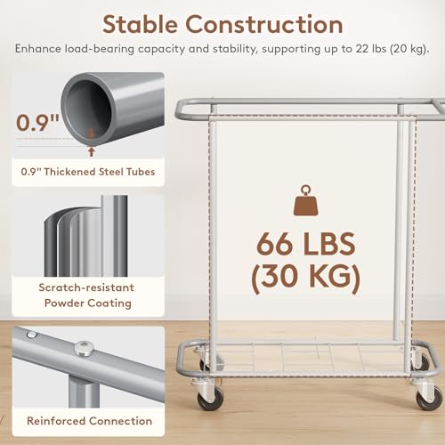 Lifewit 200L Rolling Laundry Basket with Steel Frame, Removable Bag, Silver Gray - color: Silver Gray, size: 200L