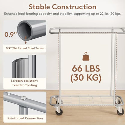 Lifewit 200L Rolling Laundry Basket with Steel Frame, Removable Bag, Silver Gray - color: Silver Gray, size: 200L