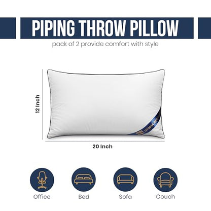 Utopia Bedding 12x20 Throw Pillow Inserts, Decorative Pillows, Pack of 4 | Piping Throw Pillows, Plush & Supportive, Aesthetic Cushion Sham Stuffer for Sofa, Office, Couch & Bed, Set of 4, White - size: 12x20 Inch