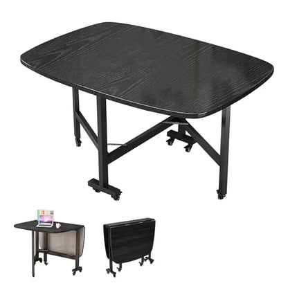 Multifunction Table Drop Leaf Dining Table, Foldable Kitchen Table Multifunction Space Saving Table For Dining Room Home Office, Easy To Fold And Unfold, Multifunction Expandable Table(Black,100x60x75 - color: Black, size: 100x60x75cm