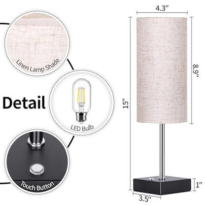 AVV Cordless Table Lamp with Dimmable, Rechargeable 3 Modes Battery Powered Bedside Lamp, rv Essentials Battery Operated Lamps, Touch Lamp for Bedroom, Living Room, Reading Room, 15 Inch Beige