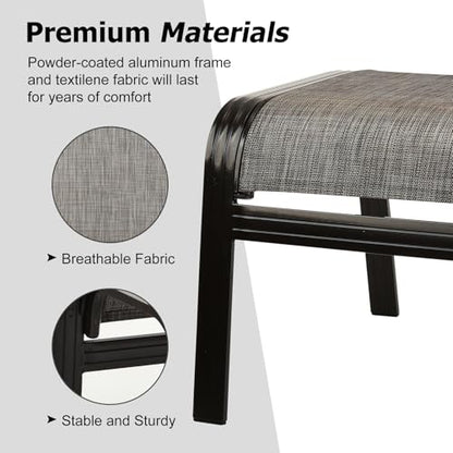 Patio Outdoor Ottoman Footstools Assembled Aluminum Footrest Side Table Small Chairs Patio Ottoman 2 Set Brown - color: 2 Pieces-2025brown