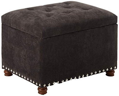 Adeco High End Dark Classy Tufted, Accents Rectangular Storage Bench Footstool, Dim Brown ttomans & Storage Ottomans Royal Olive Grey - color: Royal Olive Grey
