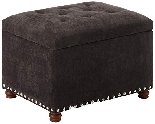 Adeco High End Dark Classy Tufted, Accents Rectangular Storage Bench Footstool, Dim Brown ttomans & Storage Ottomans Royal Olive Grey - color: Royal Olive Grey