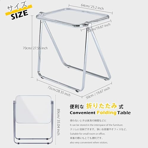 KAIHAOWIN Folding TV Tray Table Acrylic Foldable Table No Assembly Required Tiny Desk for Home Office Side Table Small Computer Desk for Small Spaces (Clear) - color: Clear