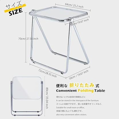 KAIHAOWIN Folding TV Tray Table Acrylic Foldable Table No Assembly Required Tiny Desk for Home Office Side Table Small Computer Desk for Small Spaces (Clear) - color: Clear