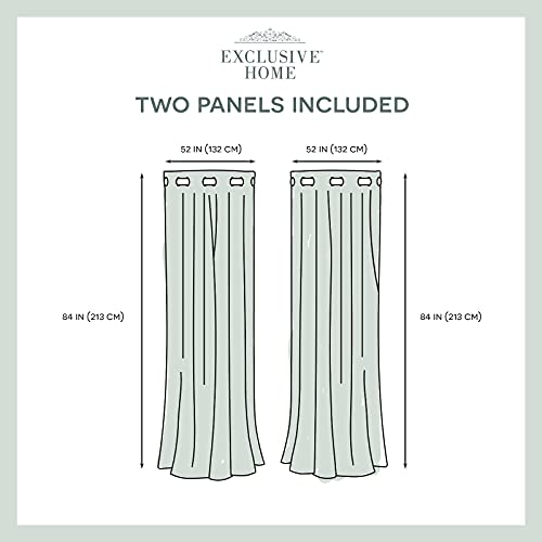 EXCLUSIVE HOME Medallion Room Darkening Blackout Grommet Top Curtain Panel Pair, 52"x84", Teal - color: Teal, size: 52"W x 84"L (Pack of 2)