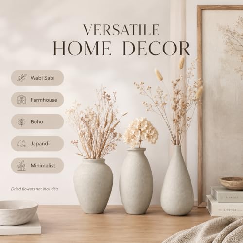 Mini Paintable Unglazed Ceramic Bud Vase Set of 3, Small Rustic Wabi Sabi Bisque Ceramic Vases, Farmhouse Boho Decorative Vases for Home Table Decor, DIY Crafts, Dried Flowers Centerpieces