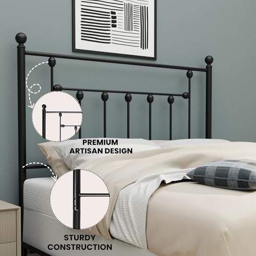 Victorian Metal Headboards, Adjustable Height Iron Frame, Rustic Farmhouse Style, Elegant and Durable Design, Easy Assembly, Universal Fit for Kids & Adults, Queen Size, Black Finish - size: Queen, style: Victorian