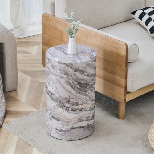 Round Coffee Table Set for 2, Modern Living Room Table Set, Faux Marble Wood Center Table Set, No Assembly Required - Ready to Use - color: 24'' Marble Gray, size: 24'' Coffee Table Set of 2