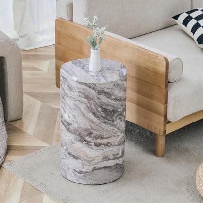 Round Coffee Table Set for 2, Modern Living Room Table Set, Faux Marble Wood Center Table Set, No Assembly Required - Ready to Use - color: 24'' Marble Gray, size: 24'' Coffee Table Set of 2