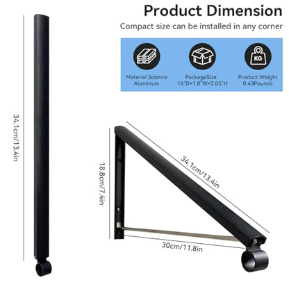 Drying Rack Wall Mount, Retractable Laundry Hanging Rack Wall Mount, Folding Wall Mounted Clothes Hanger for Laundry Room Organization and Storage, Aluminium Black Dryer Rack 1pcs