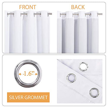 RYB HOME Soundproof Curtains 63 inches, 3 Layers 100% Blackout Curtains | Noise Reducing, Thermal Insulated, With Detachable Felt Liner, For Nursery Bedroom Kids Room, W42 x L63, Pure White, 2 Panels - color: Pure White, size: 42"W x 63"L (Pack of 2)