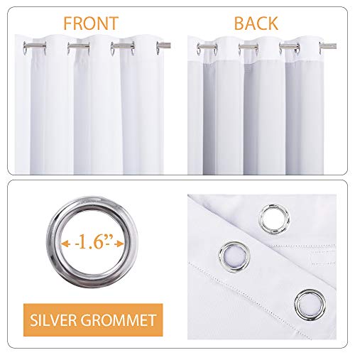 RYB HOME Thermal Insulated Soundproof Curtains, 3 Layers 100% Blackout | Noise Cancelling,Thermal Insulated,With Detachable Felt Liner,For Bedroom Theater Playroom,W42 x L84,Pure White,2 Panels - color: Pure White, size: 42"W x 84"L (Pack of 2)