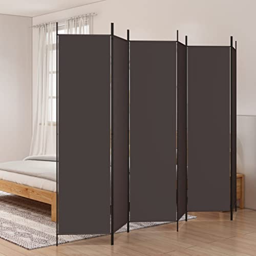 6-Panel Foldable Room Divider Screen Brown 118.1"x78.7" Fabric Privacy Partition for Indoor Outdoor Bedroom Office Mobile Home - color: Brown, size: 118.1" x 78.7" (W x H)