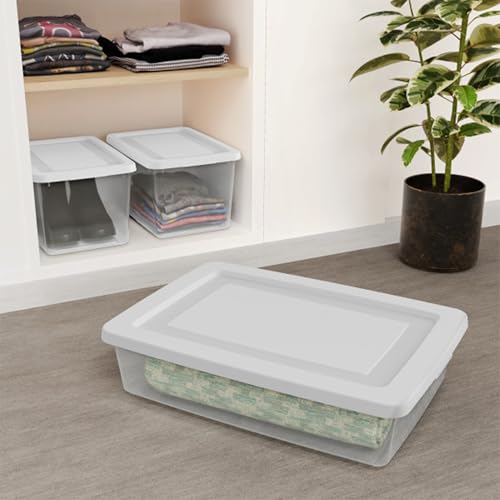 Sterilite Storage Box, Stackable Clear Plastic Bins, 20 Quart, 6-Pack | Heavy-Duty Organizing Containers with Snap-On Lids for Closet, Bathroom, and Office - size: 20 Qt, style: 6 Pack