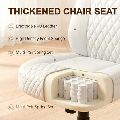 GTPLAYER PU Leather Office Chair, Home Desk Chair with Flip-up Arms, White | Ergonomic Back, Comfy Executive Chair for Home Office Gaming, Flexible Rocking, Heavy Duty Chairs - color: White