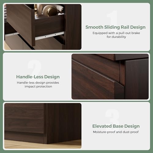 Jocoevol Modern Brown 7 Drawer Dresser for Bedroom, Simply Chest of Drawers, Wood Storage Dresser with Deep Drawers for Living Room Hallway Entryway, Brown - color: Brown