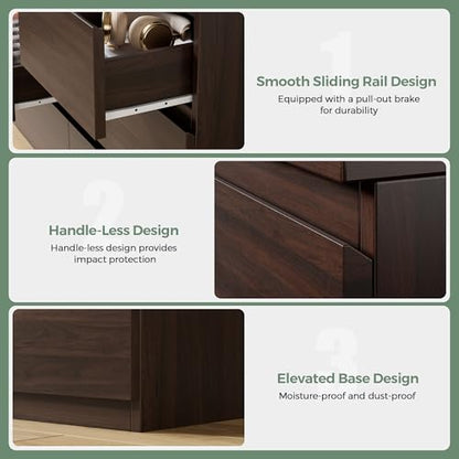 Jocoevol Modern Brown 7 Drawer Dresser for Bedroom, Simply Chest of Drawers, Wood Storage Dresser with Deep Drawers for Living Room Hallway Entryway, Brown - color: Brown