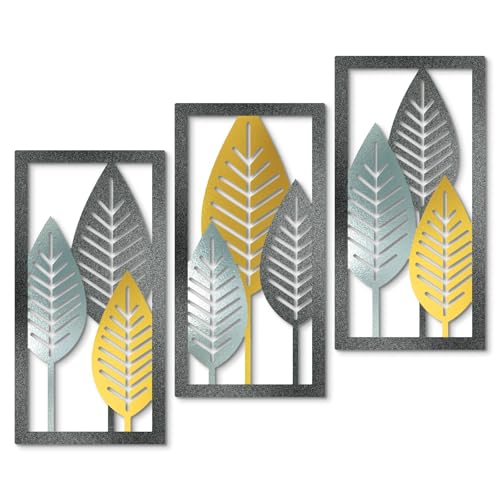 Putuo Decor Leaf Boho Wall Art Set of 3, Botanical Mid Century Nature Wall Decor, Modern Tree Hanging Art for Living Room Bedroom - color: Lavender Purple Soft