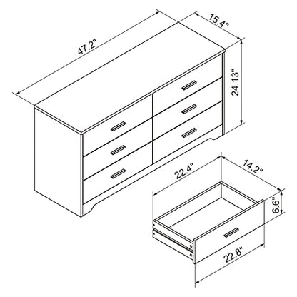 Panana Wooden 5/6 Drawer Dresser, Wide Modern Chest of Drawers, Organizer with Storage Drawers for Living Room Bedroom Hallway Closet (White, 6 Drawers) - color: White